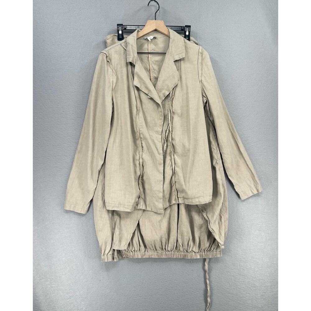 Sarah Pacini Set Womens 2 US 8/10 Tan Linen Lagenlook Jacket Skirt Boho Resort